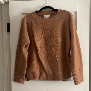 Cozy Star-Texture Crewneck Sweater - Camel